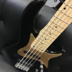Aria Pro II 5 String Bass Guitar Black With Gold Guard GUITARS