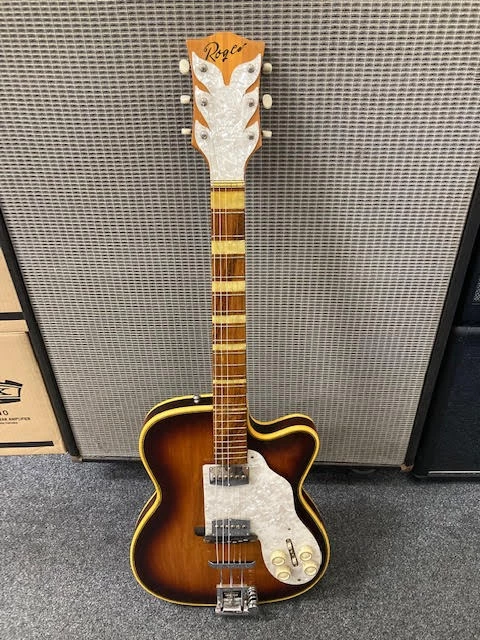 Electric Guitars Vintage Roger Custom Thinline Electric Guitar W/ Case 3 Electric Guitars Vintage Roger Custom Thinline Electric Guitar W/ Case